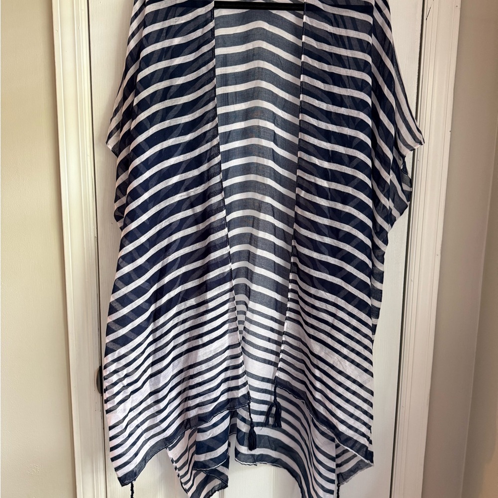 Striped Navy and White Women's Shawl